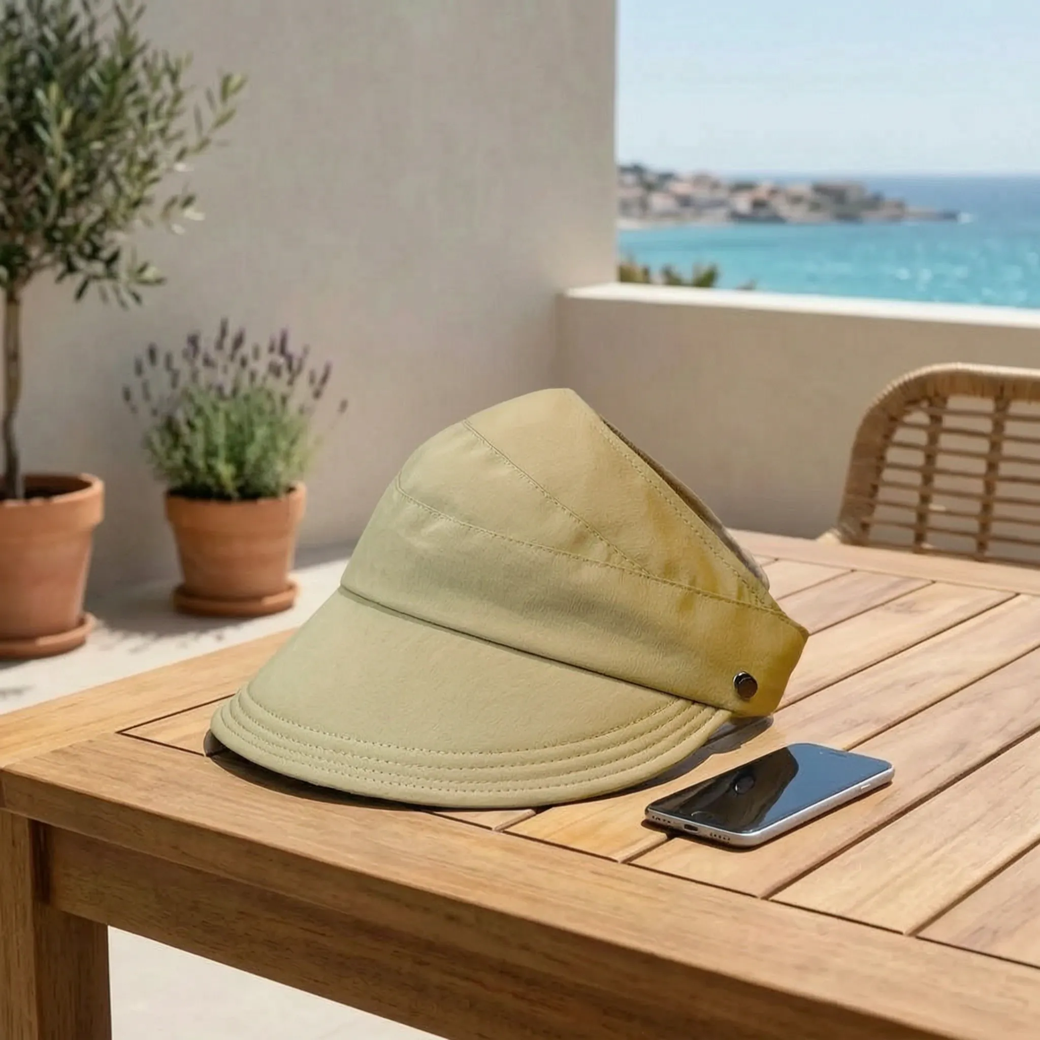 Sommerhut mit offenem Oberteil breitrandig flexibel für Pferdeschwanz