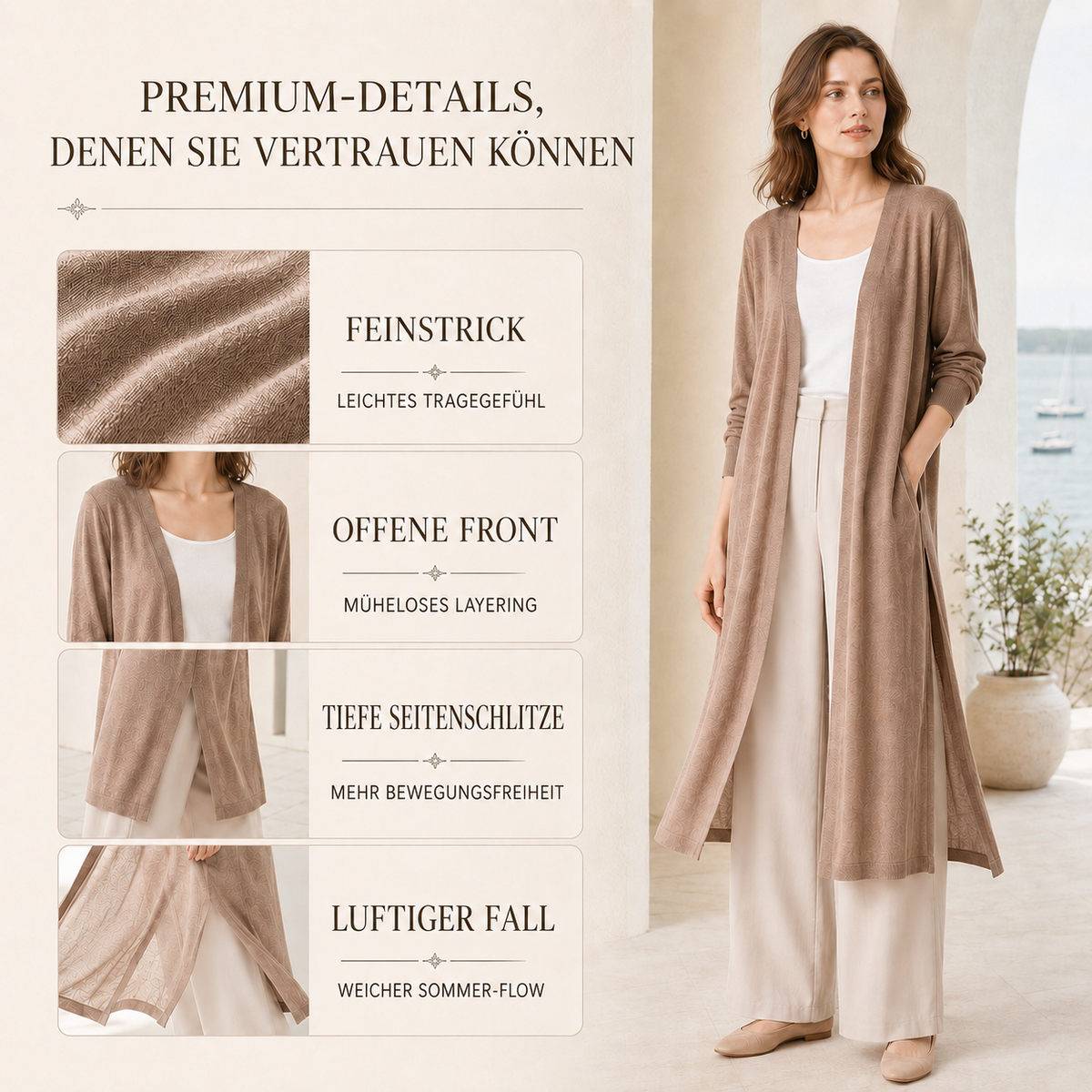 Nordspur | Aerisell Longline Offene Strickjacke