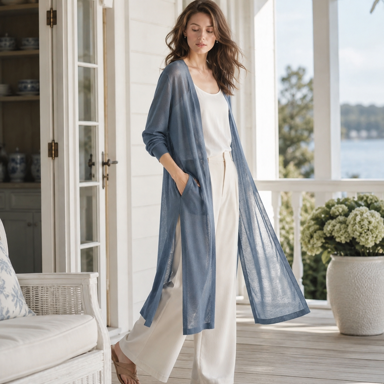 Nordspur | Aerisell Longline Offene Strickjacke