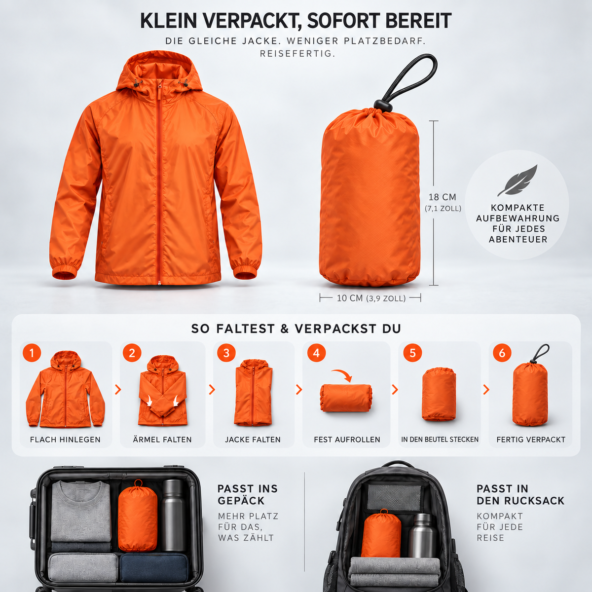 Nordspur | AeroShield Leichte Kapuzen-Herren-Windjacke