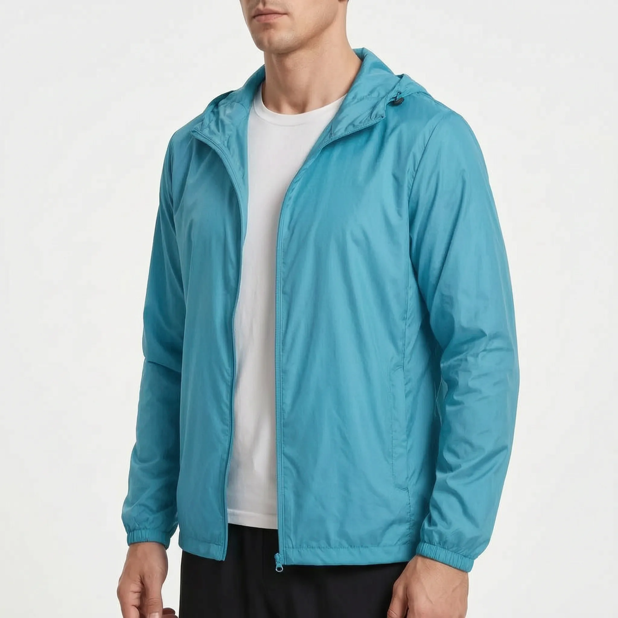 Herren-Windjacke leicht schnelltrocknend mit Kapuze und Reißverschluss