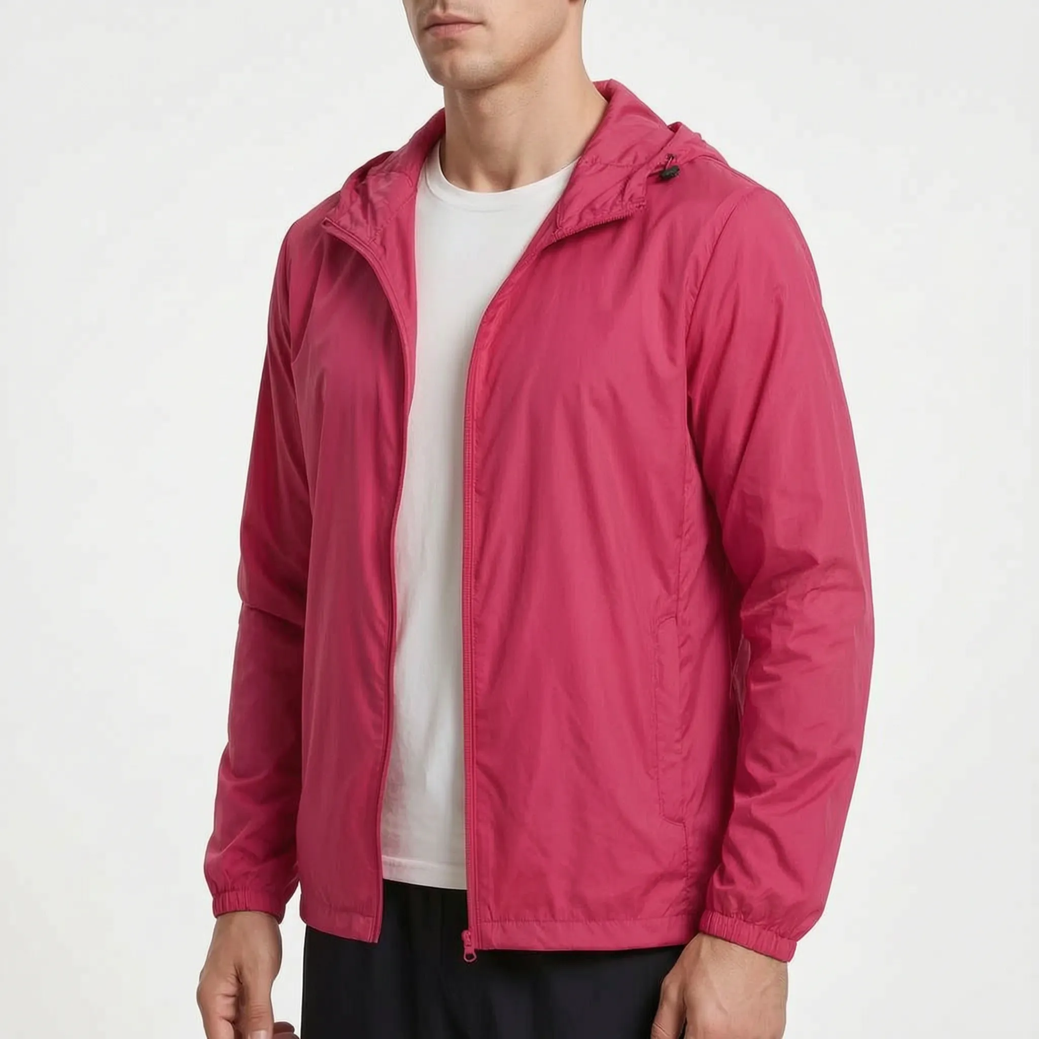 Herren-Windjacke leicht schnelltrocknend mit Kapuze und Reißverschluss