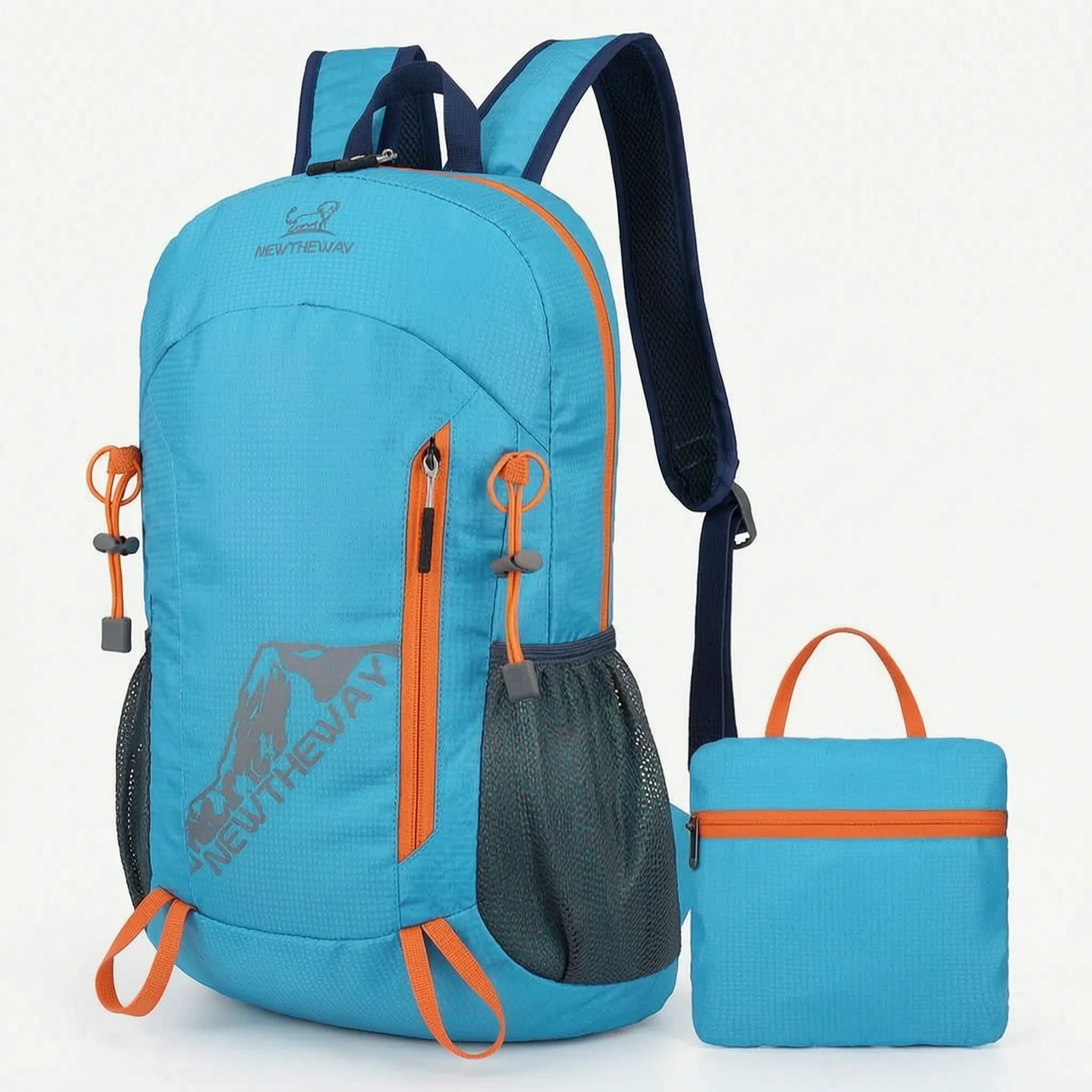 Packbarer Tagesrucksack mit wasserabweisender Beschichtung und Mesh-Schultergurten