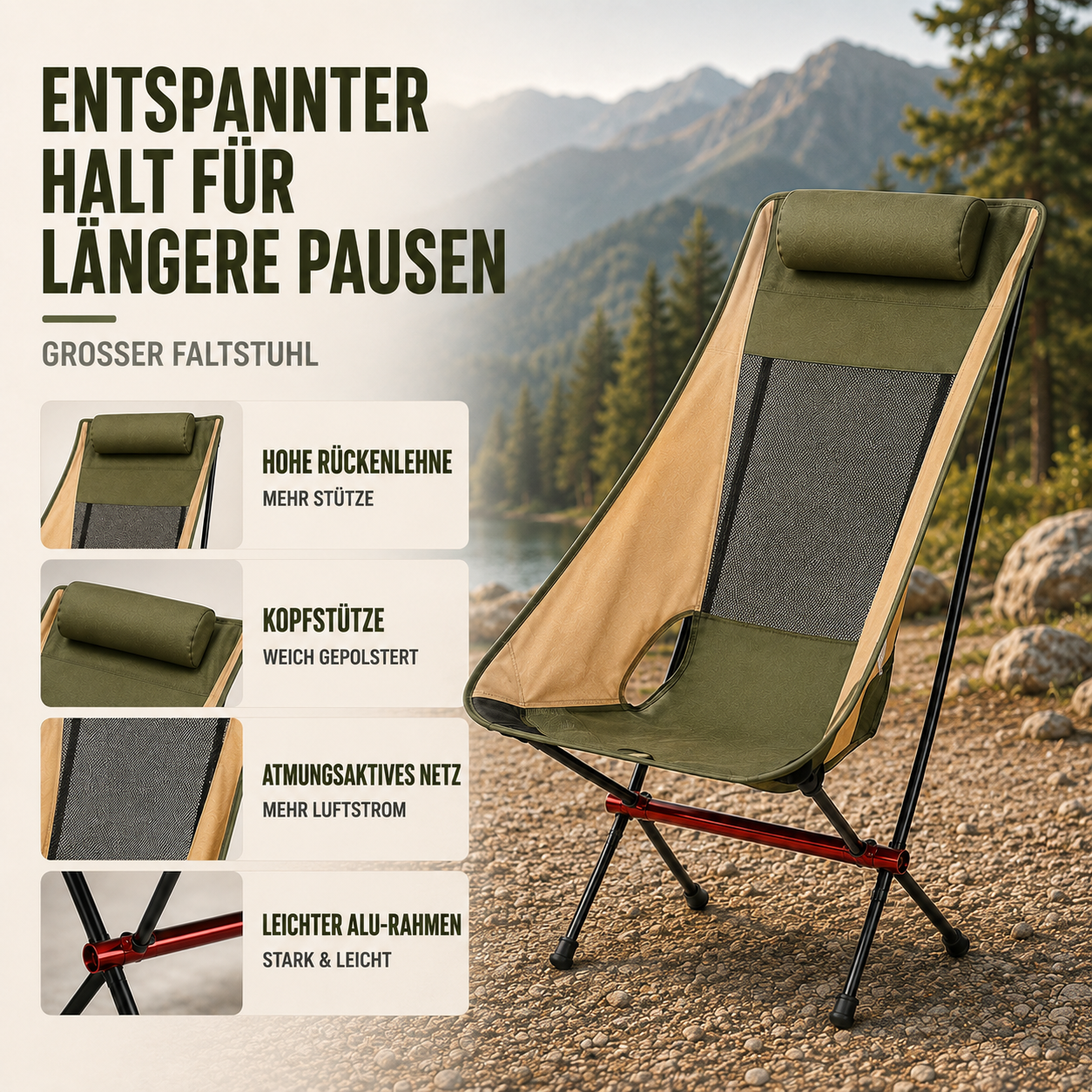 Nordspur | Aeroluna Ultraleichter Klappstuhl mit Hochlehne