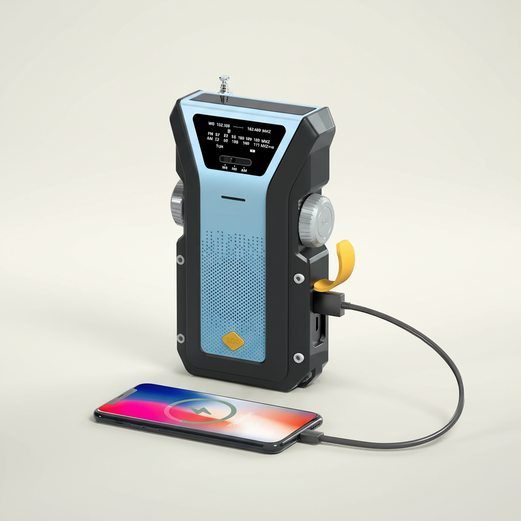 Notfallradio mit Solarladung Handkurbel und LED-Taschenlampe