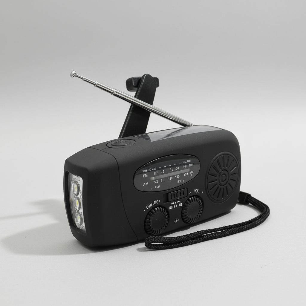 Notfallradio mit Solarladung Handkurbel und LED-Taschenlampe
