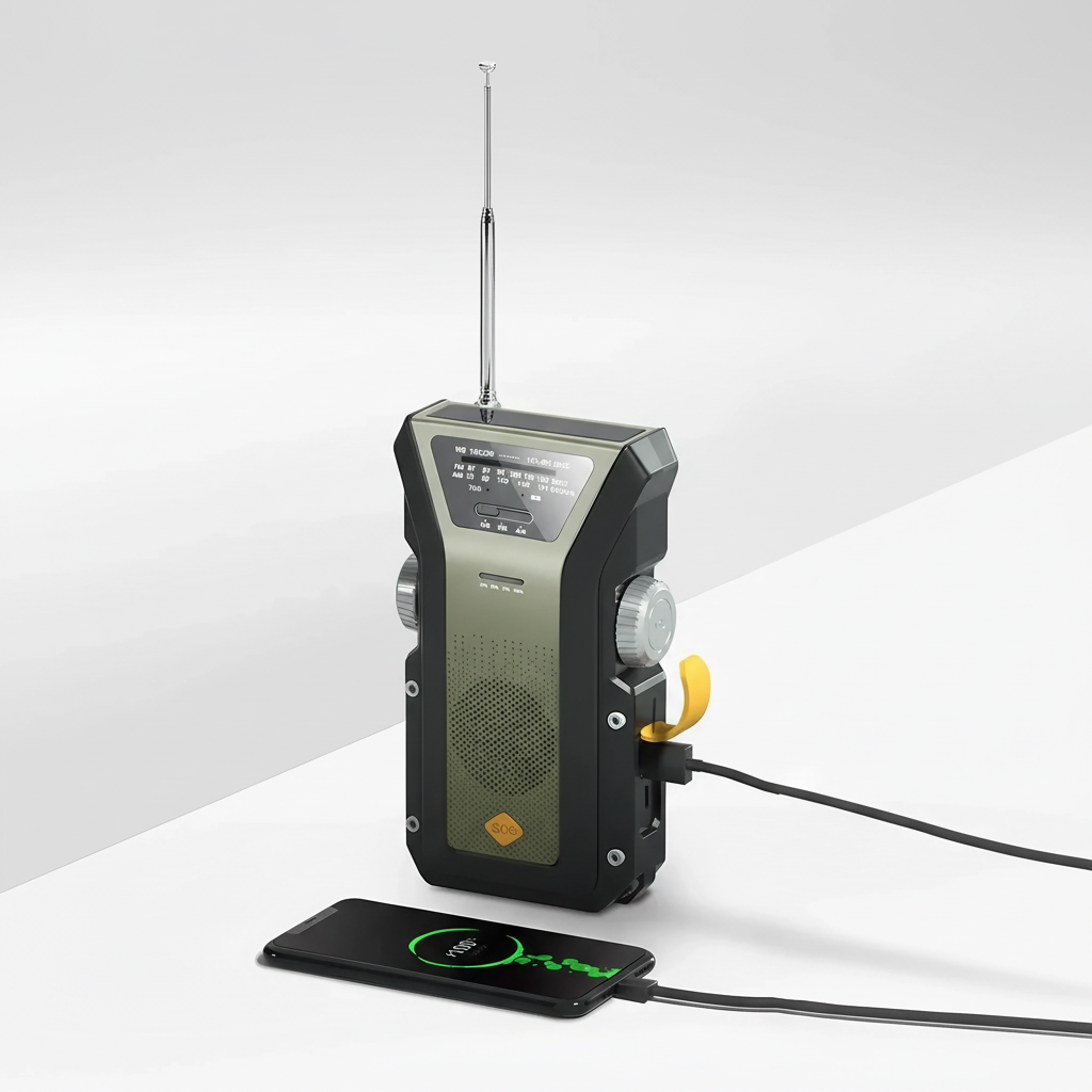 Notfallradio mit Solarladung Handkurbel und LED-Taschenlampe