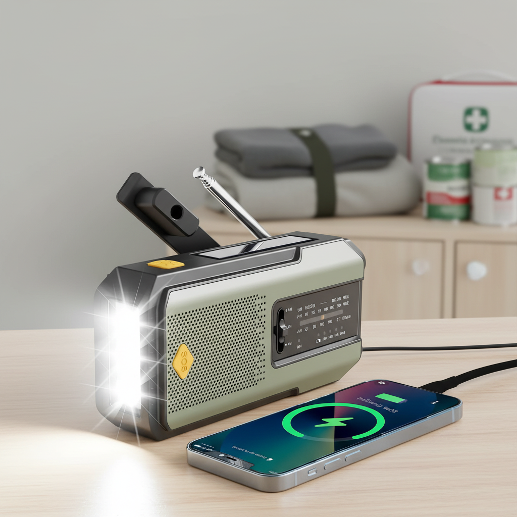 Notfallradio mit Solarladung Handkurbel und LED-Taschenlampe