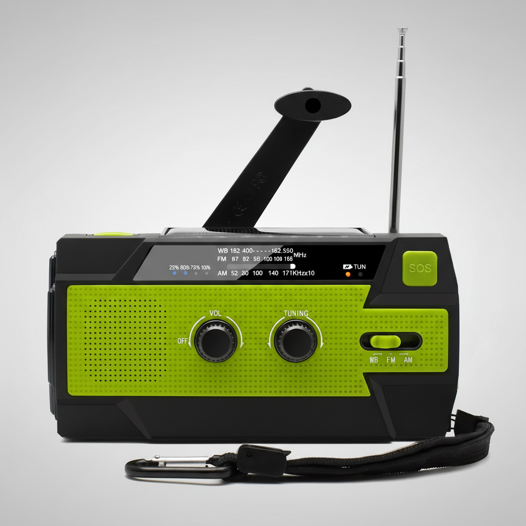 Notfallradio mit Solarladung Handkurbel und LED-Taschenlampe