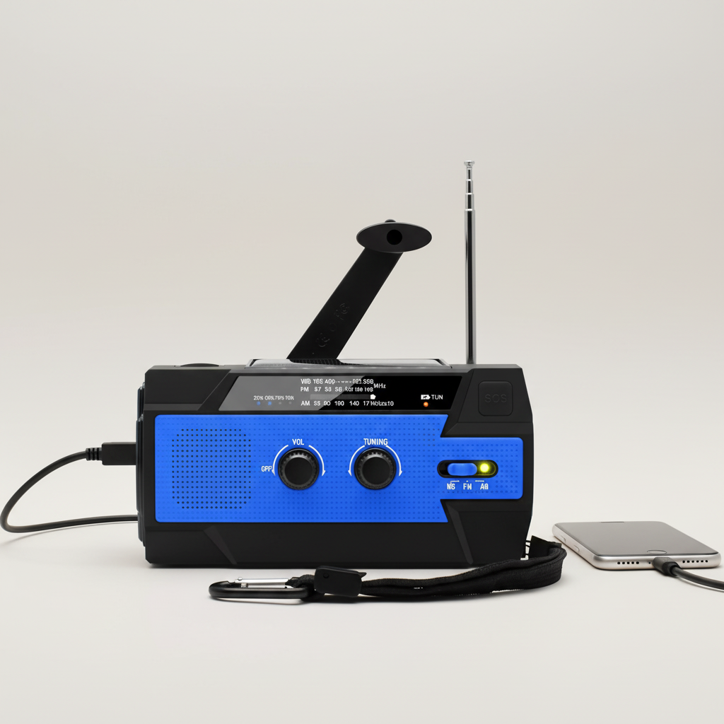 Notfallradio mit Solarladung Handkurbel und LED-Taschenlampe
