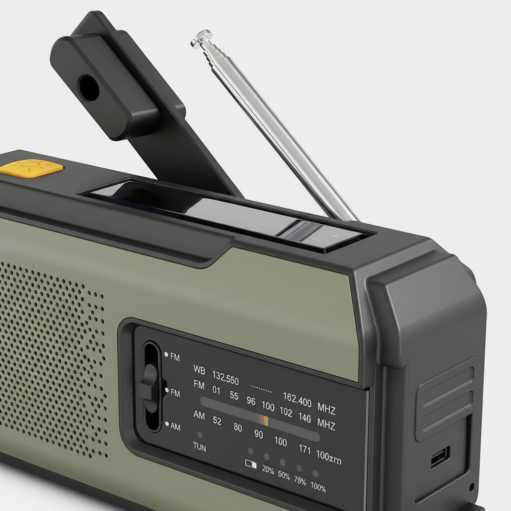 Notfallradio mit Solarladung Handkurbel und LED-Taschenlampe