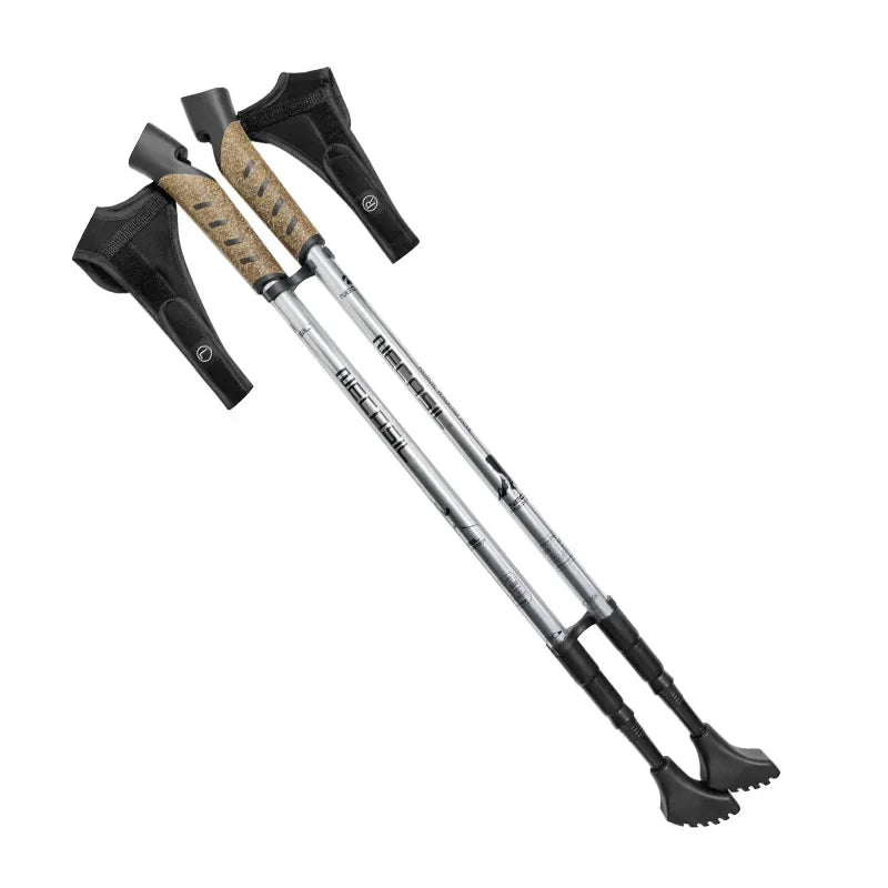 Teleskop-Trekking-Stöcke Aluminium mit Korkgriffen und Hartmetallspitzen