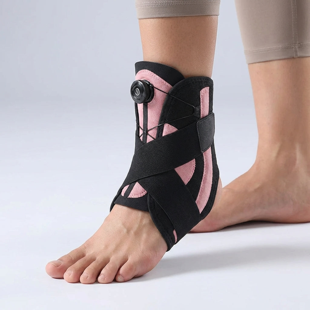 Verstellbare Knöchelbandage mit Kompression und Stabilisatoren