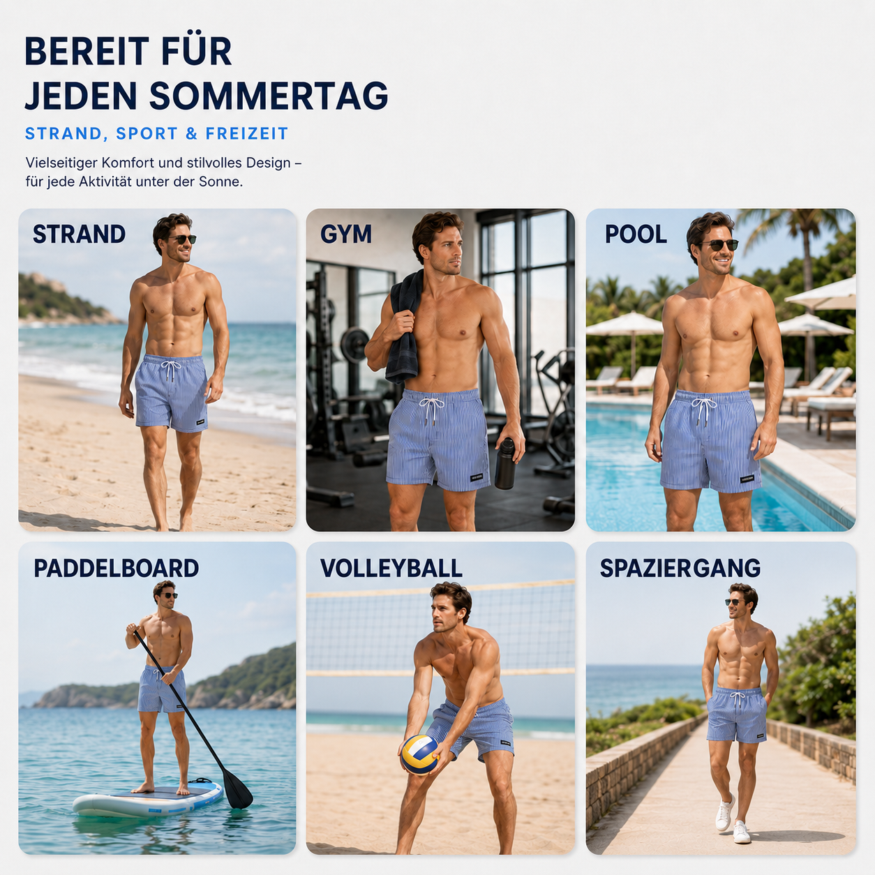 Nordspur | Aqualore Herren Badeshorts in mittlerer Länge