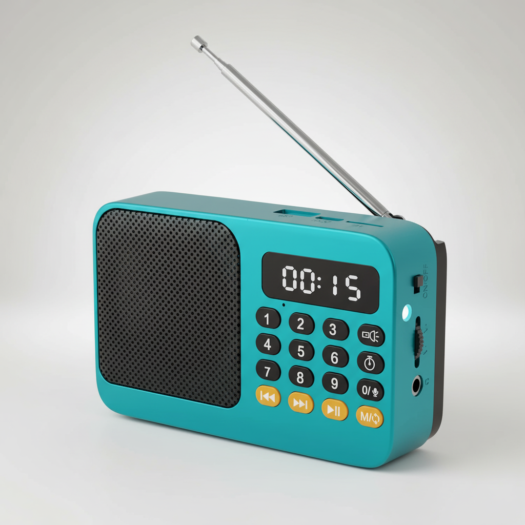 Tragbarer Akku-Radioempfänger mit Bluetooth-Lautsprecher und Taschenlampe