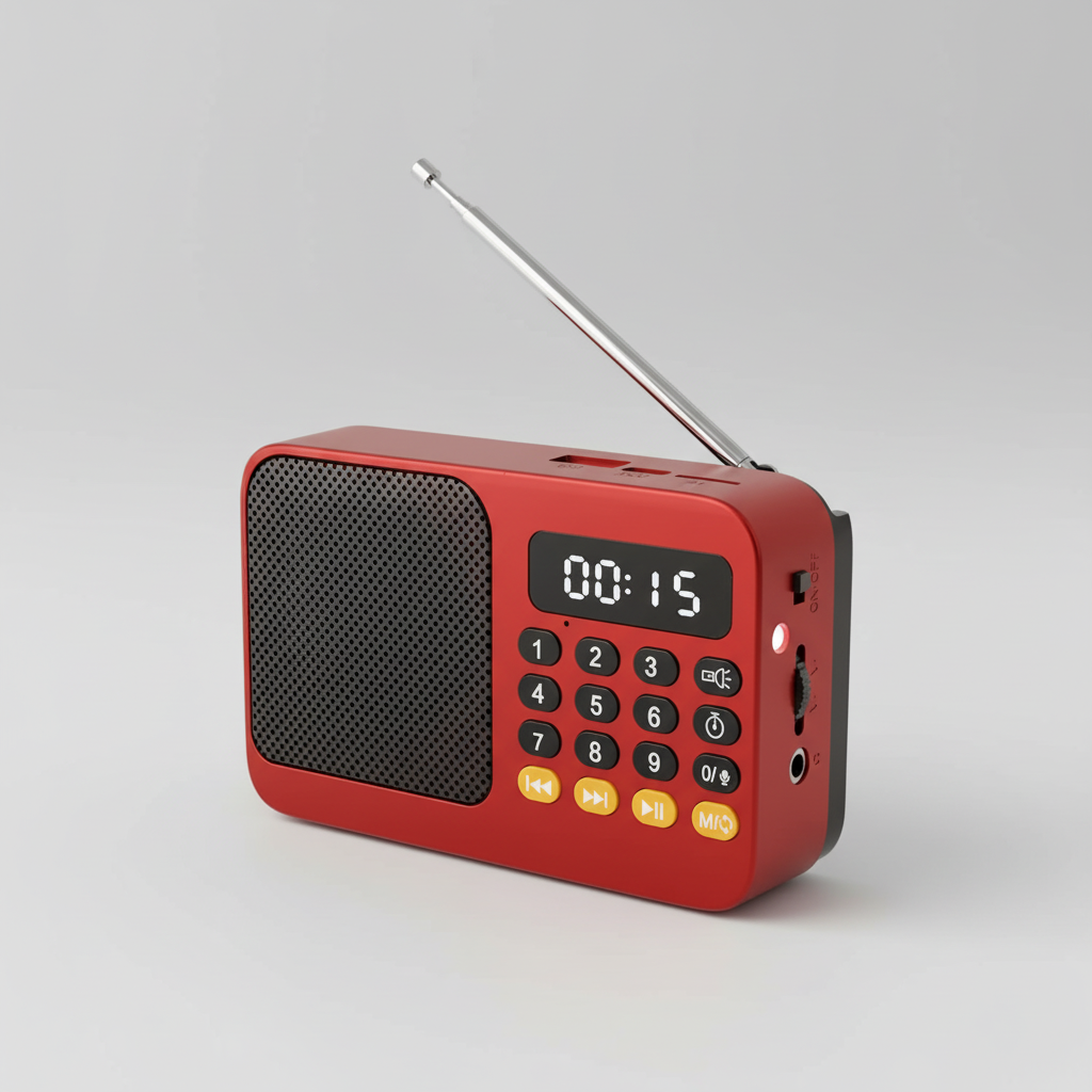 Tragbarer Akku-Radioempfänger mit Bluetooth-Lautsprecher und Taschenlampe