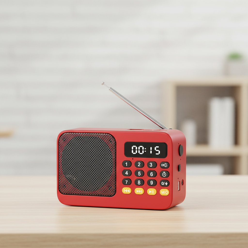 Tragbarer Akku-Radioempfänger mit Bluetooth-Lautsprecher und Taschenlampe