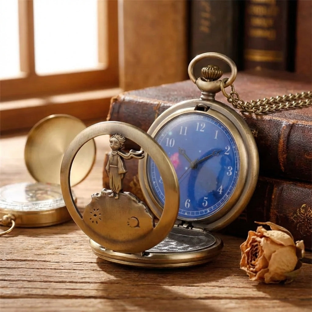 Vintage Taschenuhr-Anhänger mit Durchbruch-Silhouette und Quarz-Uhrwerk