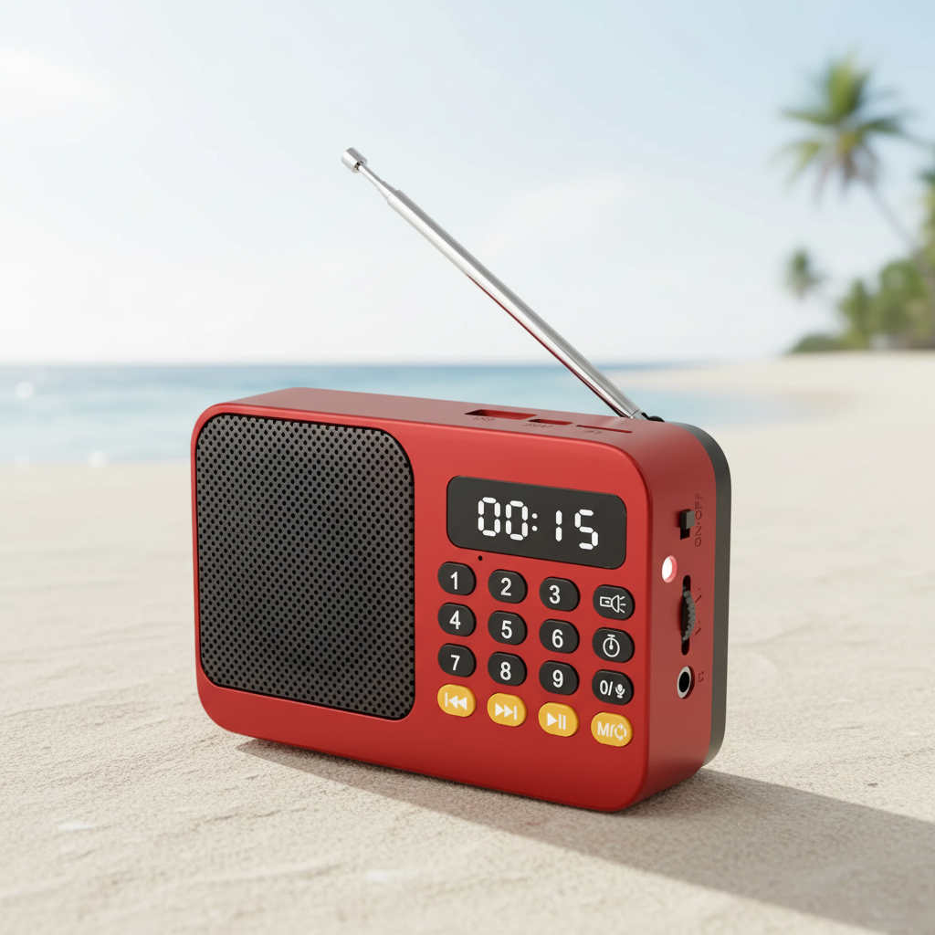 Tragbares wiederaufladbares Radio mit UKW Bluetooth und integrierter Taschenlampe