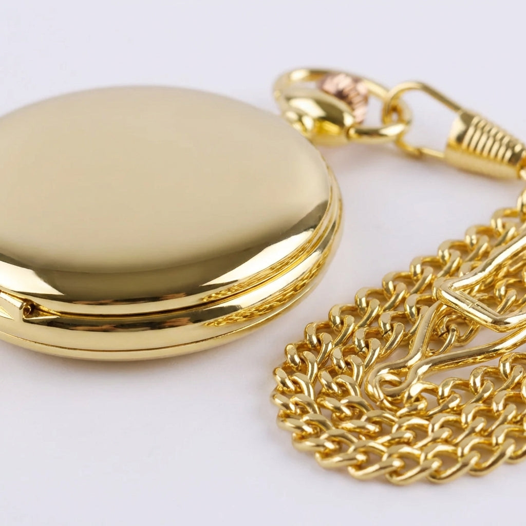 Klassische Taschenuhr mit Kette und Geschenkbox elegantes Quarzwerk