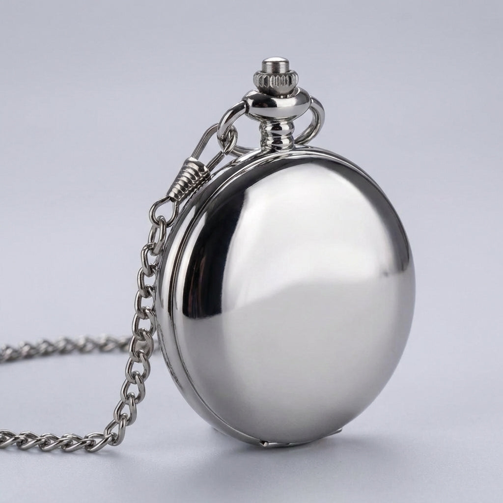 Klassische Taschenuhr mit Kette und Geschenkbox elegantes Quarzwerk