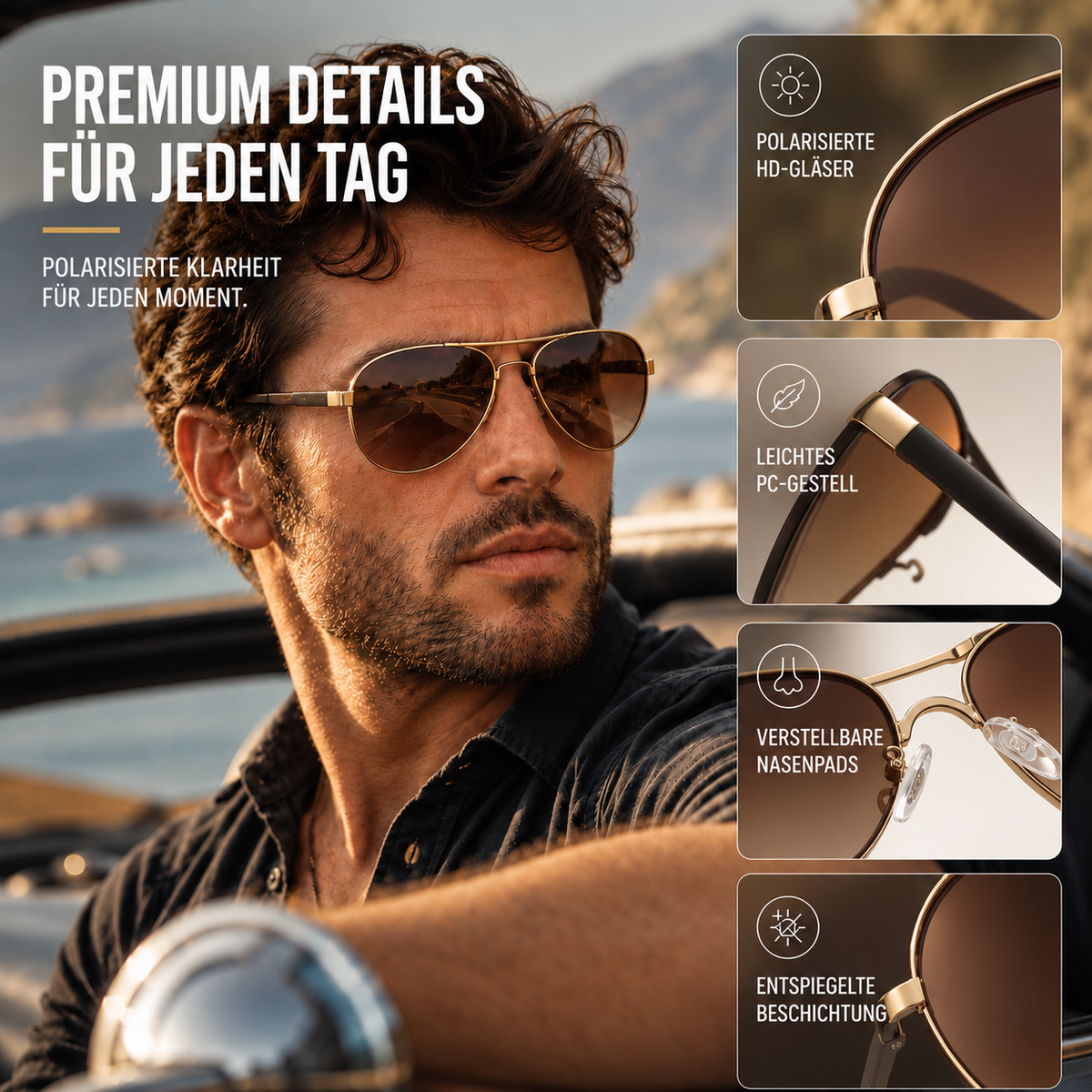 Nordspur | Avirex Polarisierte Pilotenbrille Aviator-Stil