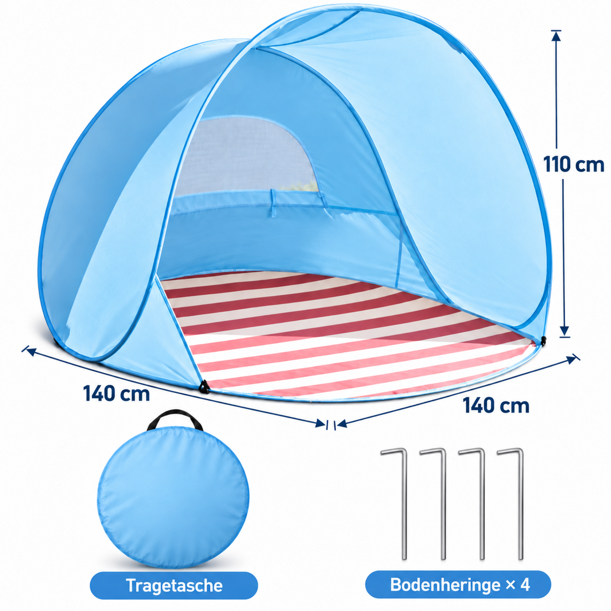 Nordspur | Baby Strandzelt | UPF 50+ Pop-Up Sonnenschutz – Himmelblau