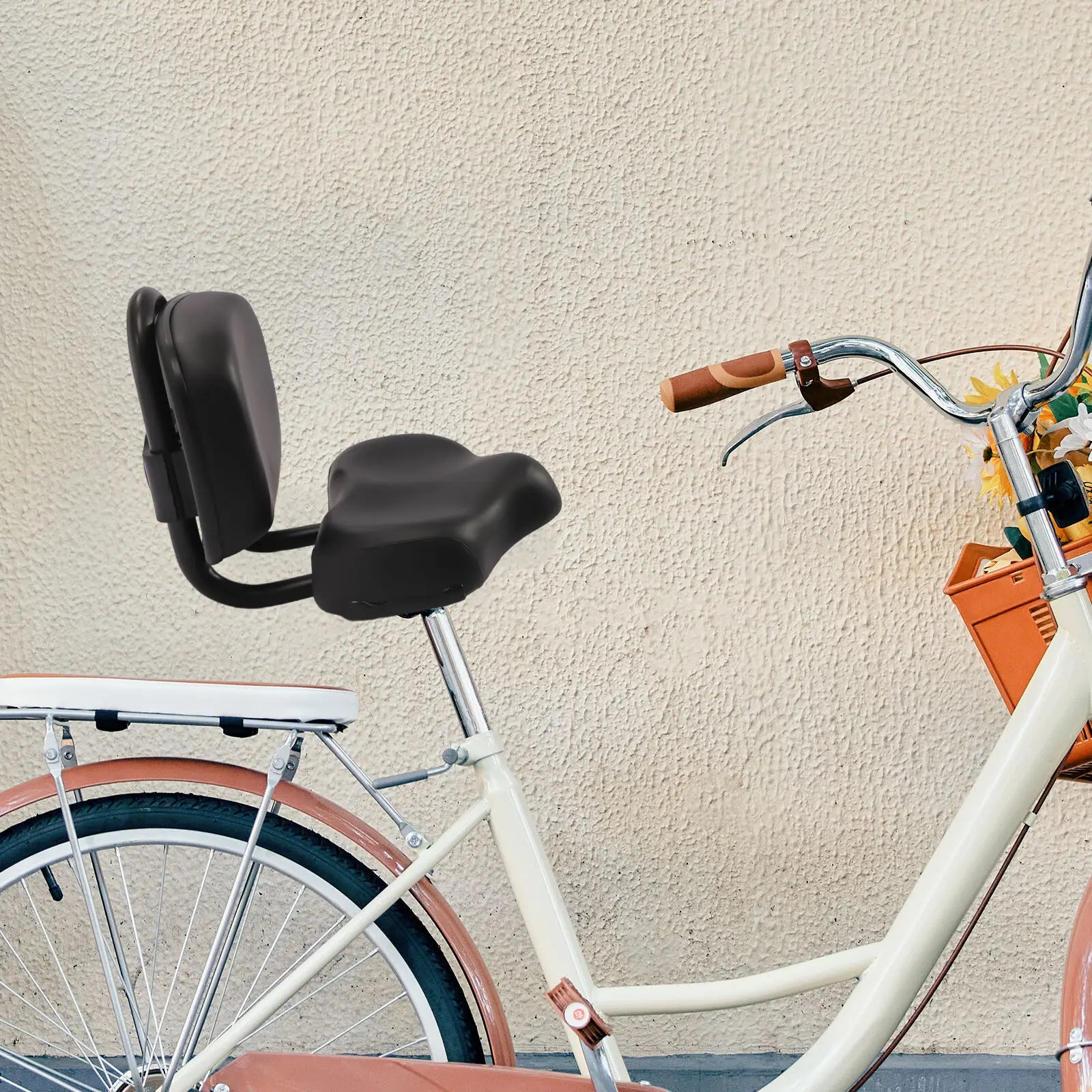 Breiter gepolsterter Fahrradsattel mit Rückenlehne knöchelhoch