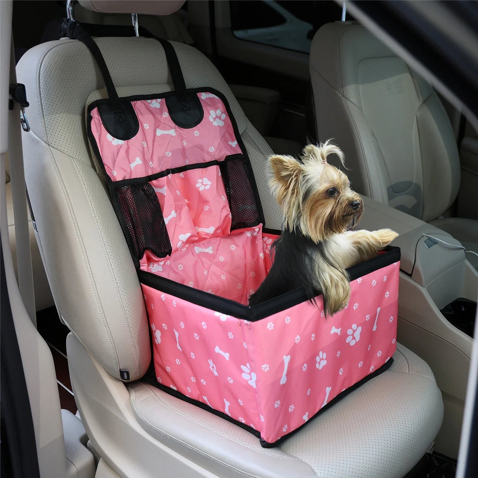 Hundeautositz rutschfest mit Seitenschutz und Aufbewahrungstaschen