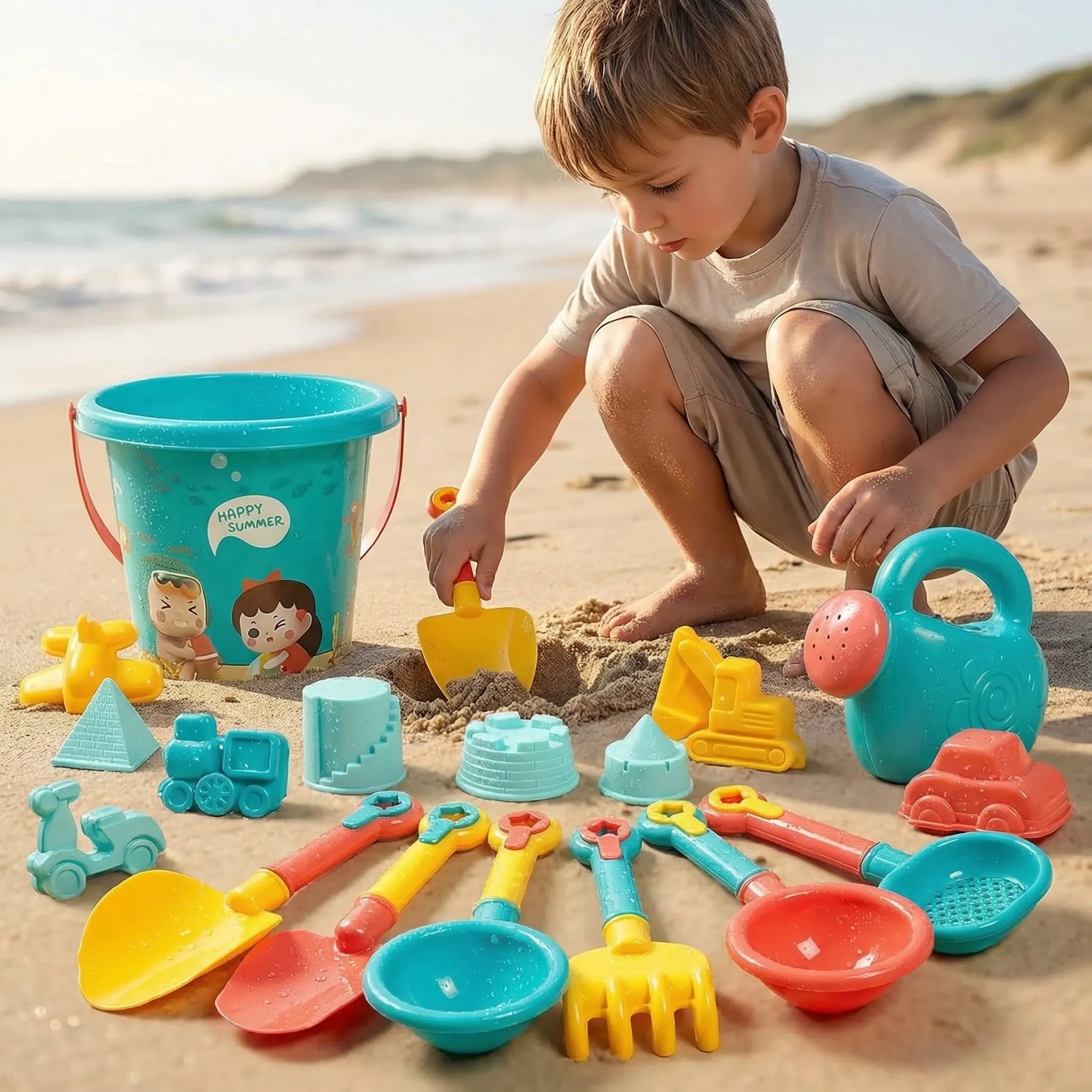 Strandspielzeug Sandspielset für Kinder mit Eimer und Formen