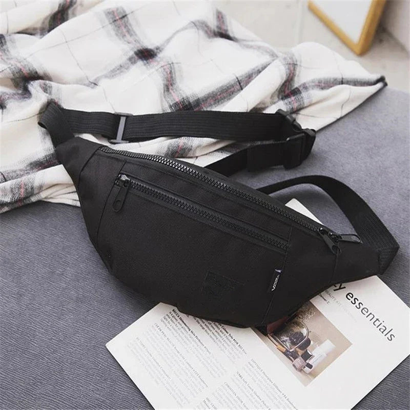 Unisex Hüfttasche mit verstellbarem Riemen und 2 Reißverschlussfächern