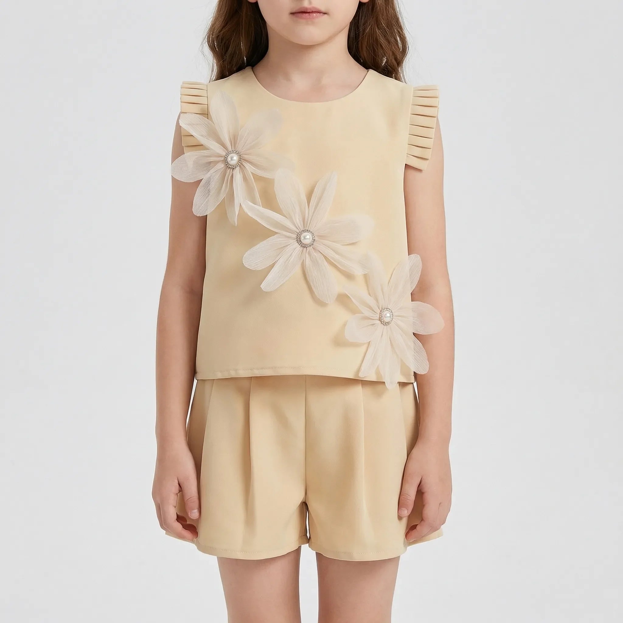 Mädchen Sommer Set mit Blumenmuster und Shorts