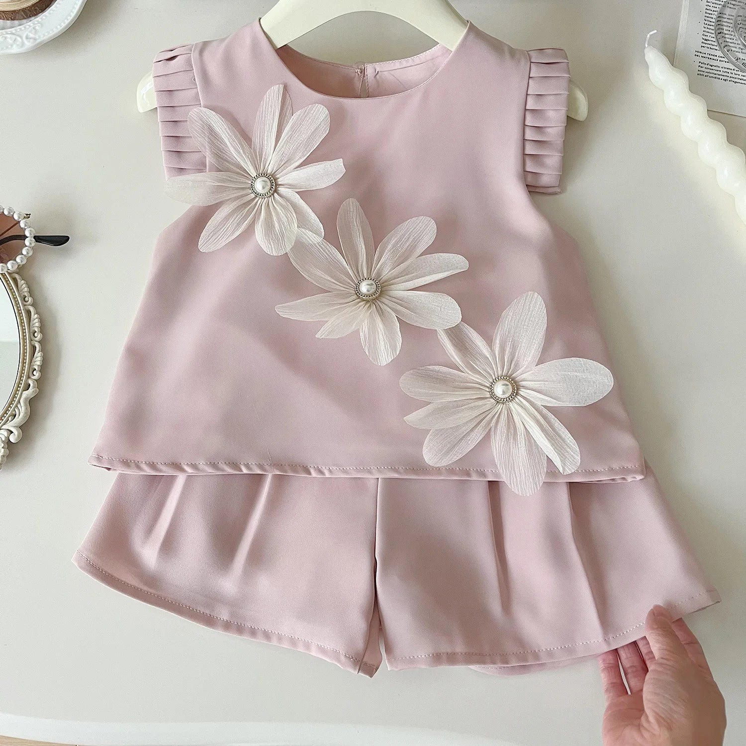 Mädchen Sommer Set mit Blumenmuster und Shorts
