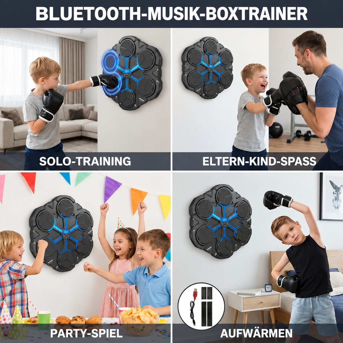 Nordspur | Bluetooth Musik Boxing Trainer – Interaktives Wand-Schlagziel mit Lichtern & Sound