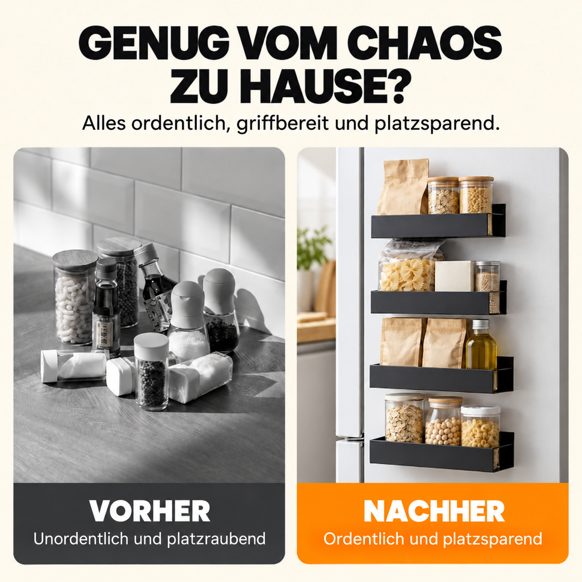 Nordspur | Bohrerfreies magnetisches Kühlschrankregal