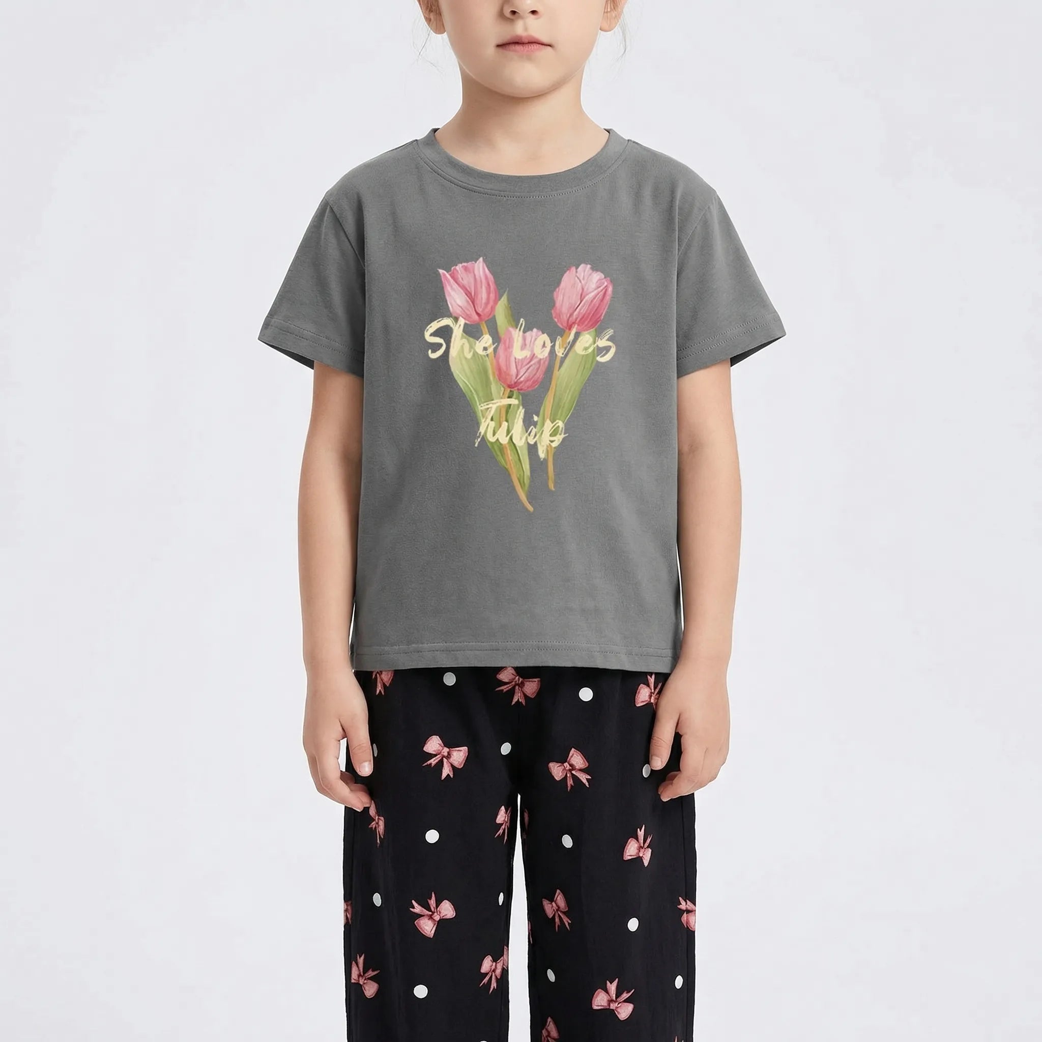Mädchen Sommer Set 2-teilig Schleifenmuster T-Shirt Hose Kleinkinder