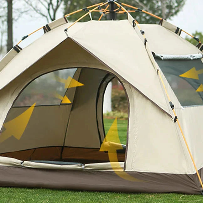 Automatisches Pop-Up-Zelt für 2-3 Personen mit Sonnenschutz und Belüftung