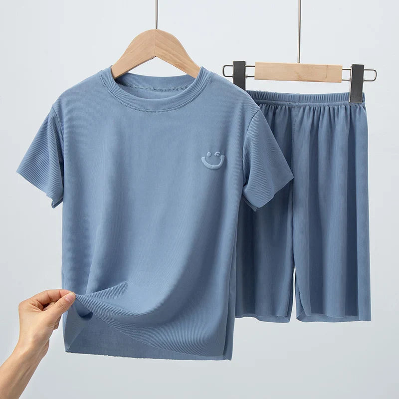 Kinder Sommer Kurzarm Shorts Set leicht atmungsaktiv