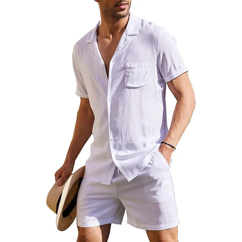 Herren Sommer Set Kurzarmhemd und Shorts atmungsaktiv