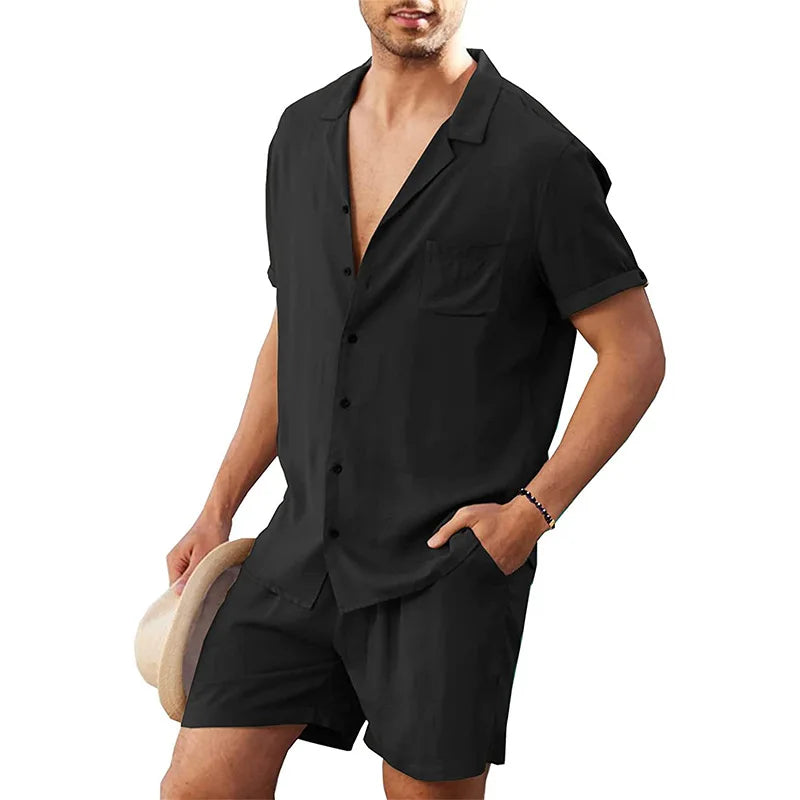 Herren Sommer Set Kurzarmhemd und Shorts atmungsaktiv