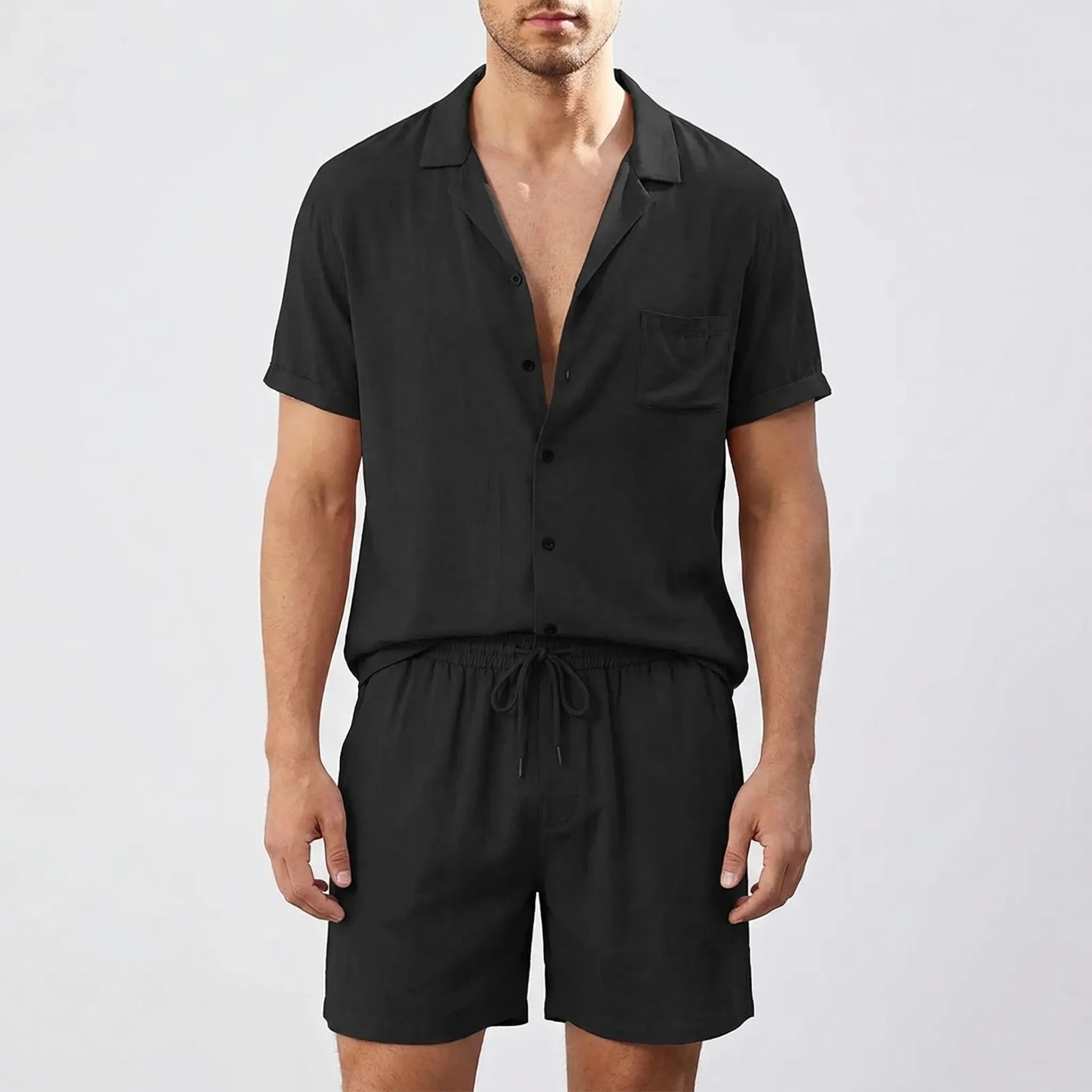 Herren Sommer Set Kurzarmhemd und Shorts atmungsaktiv