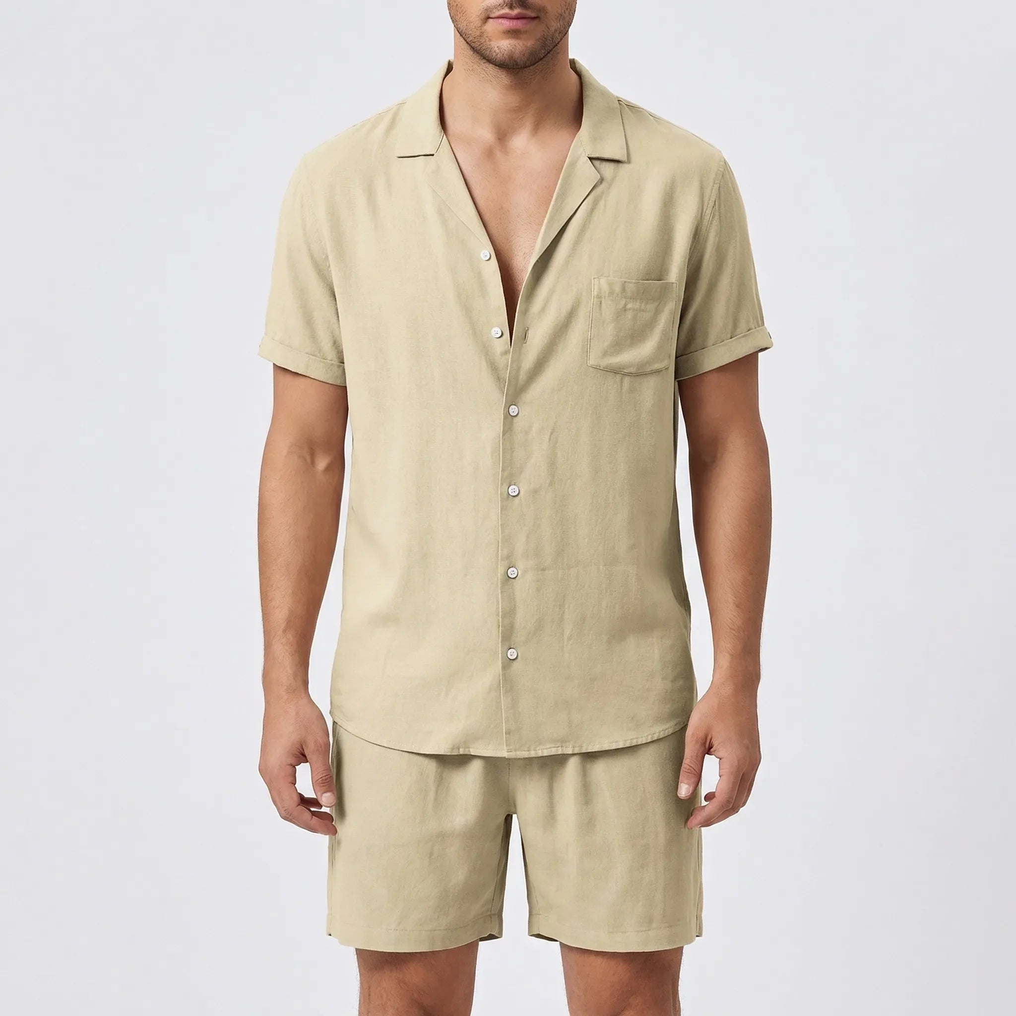 Herren Sommer Set Kurzarmhemd und Shorts atmungsaktiv