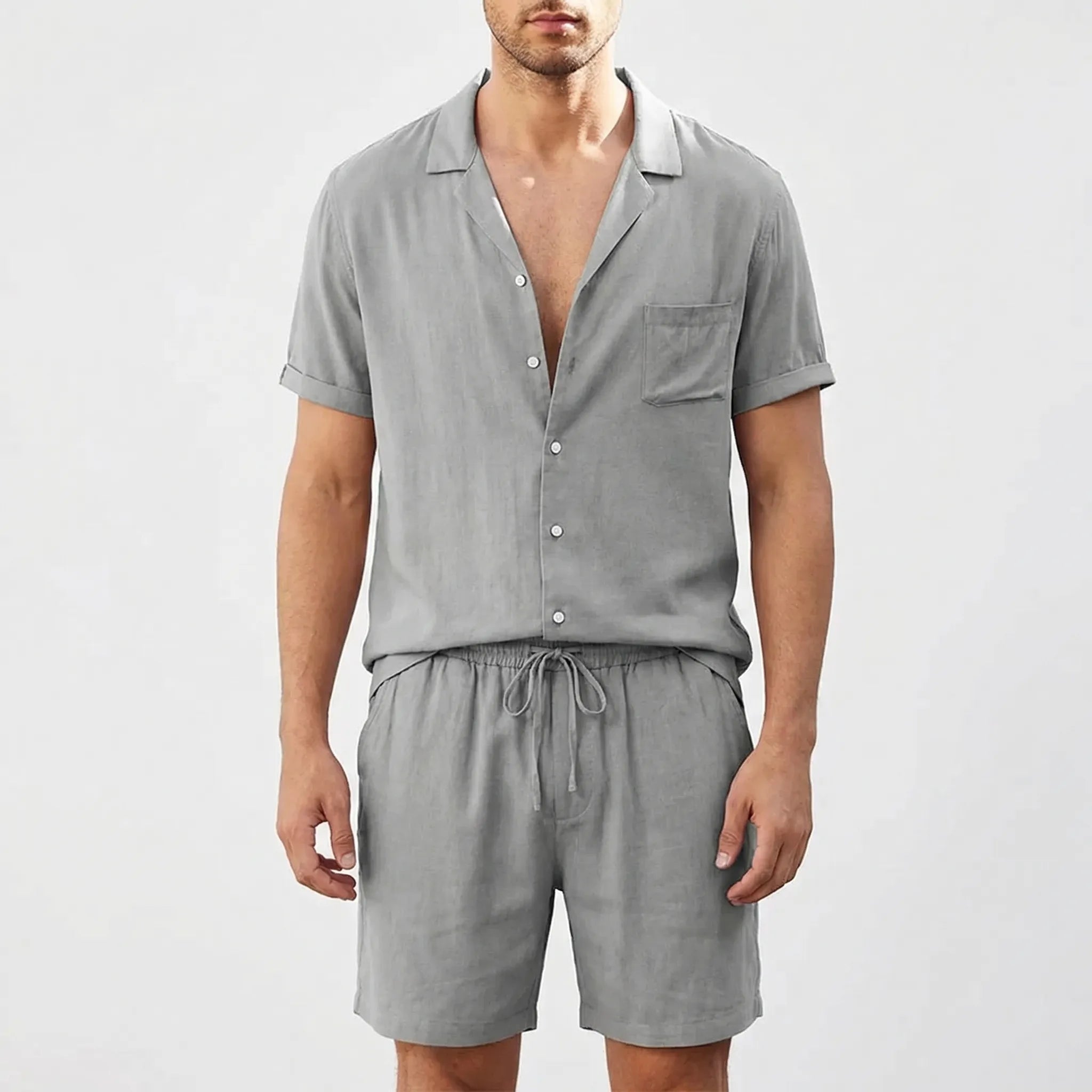 Herren Sommer Set Kurzarmhemd und Shorts atmungsaktiv
