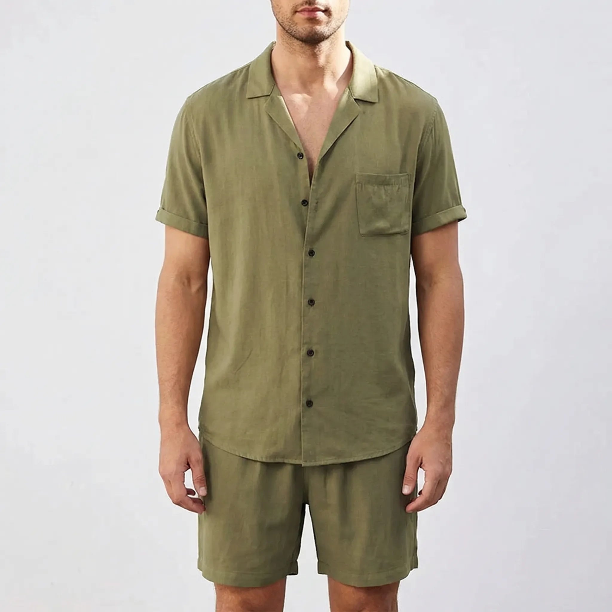 Herren Sommer Set Kurzarmhemd und Shorts atmungsaktiv