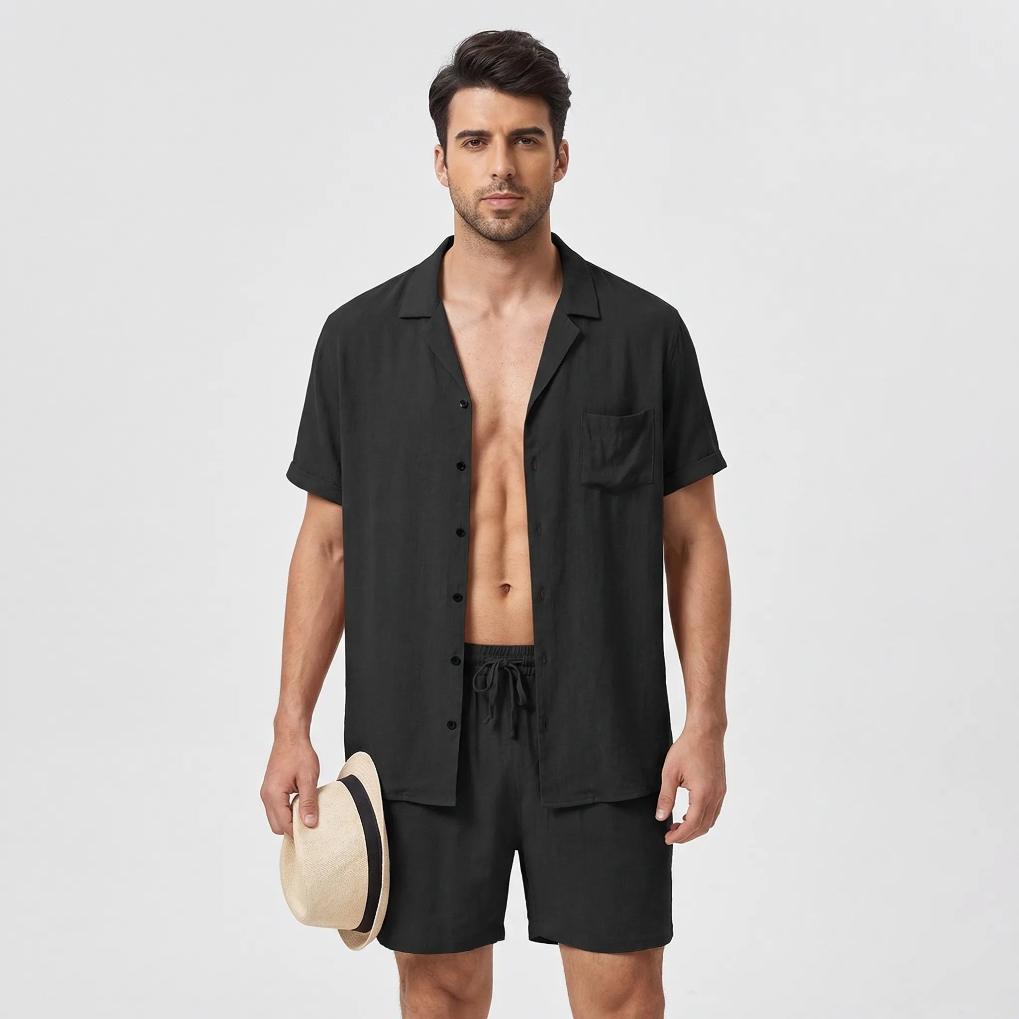 Herren Sommer Set Kurzarmhemd und Shorts atmungsaktiv