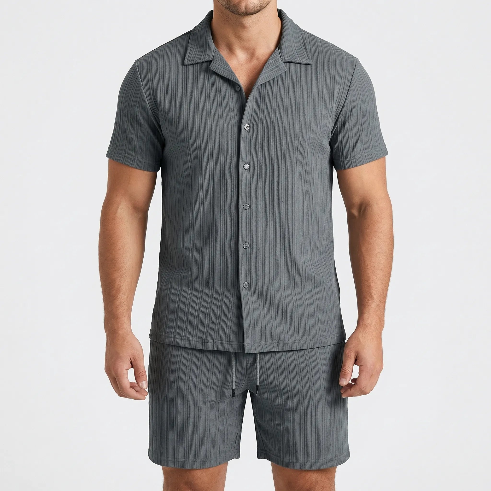 Herren Kurzarmhemd und Shorts Set für Strand und Freizeit