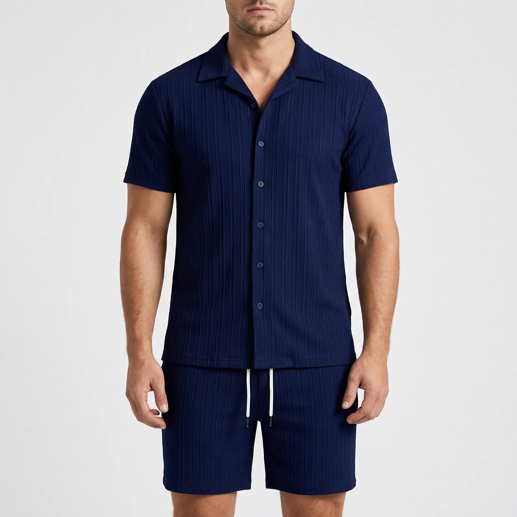 Herren Kurzarmhemd und Shorts Set für Strand und Freizeit