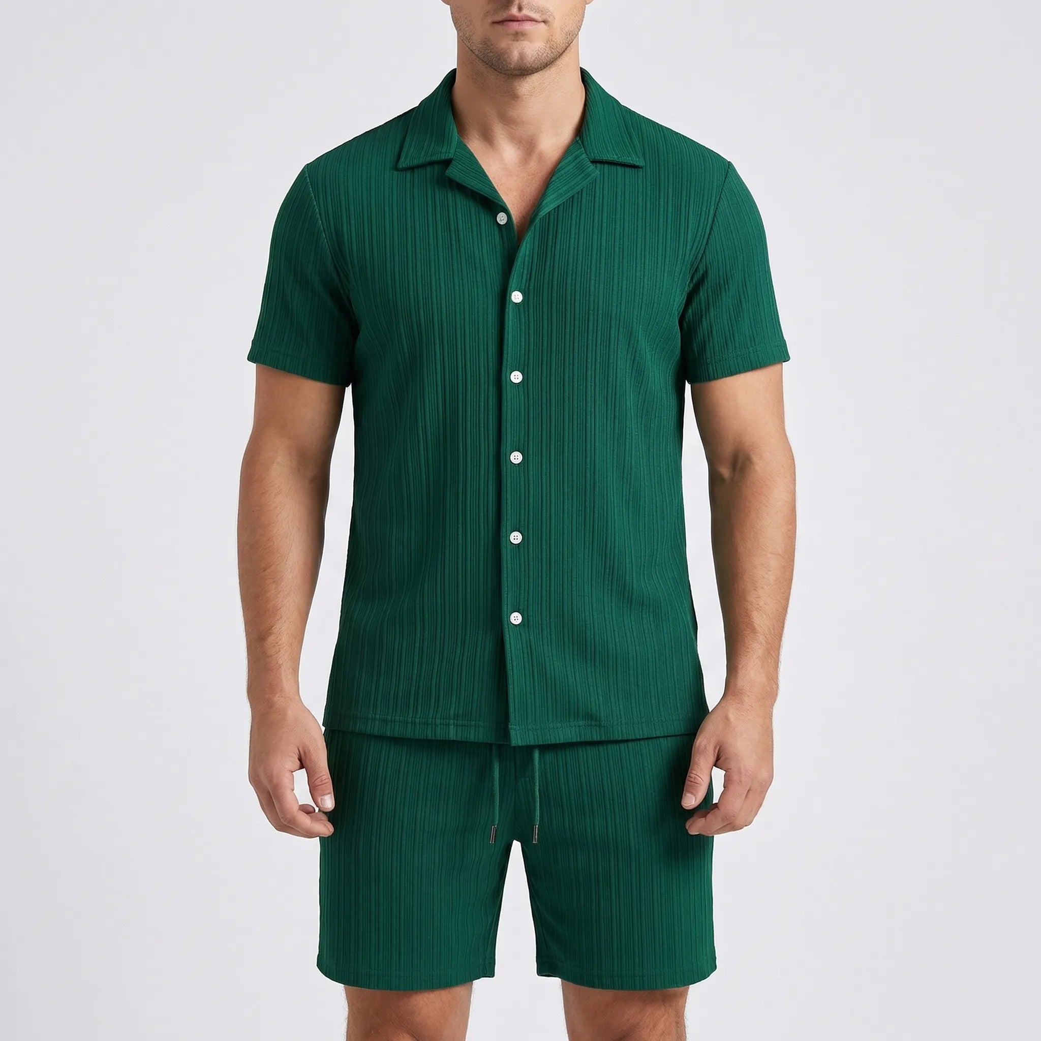 Herren Kurzarmhemd und Shorts Set für Strand und Freizeit