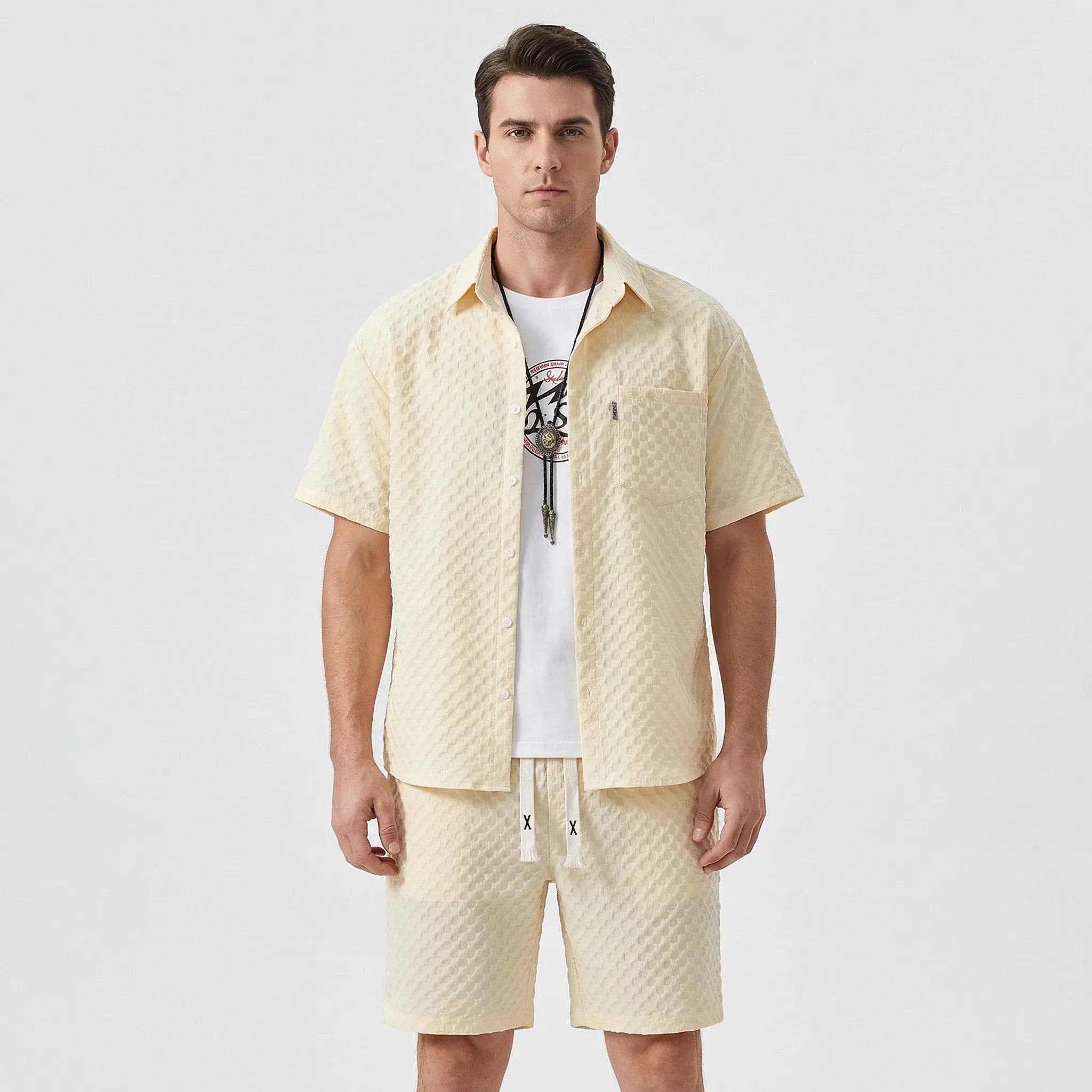 Herren Sommer Set mit Kurzarm-T-Shirt und Shorts, leicht und atmungsaktiv