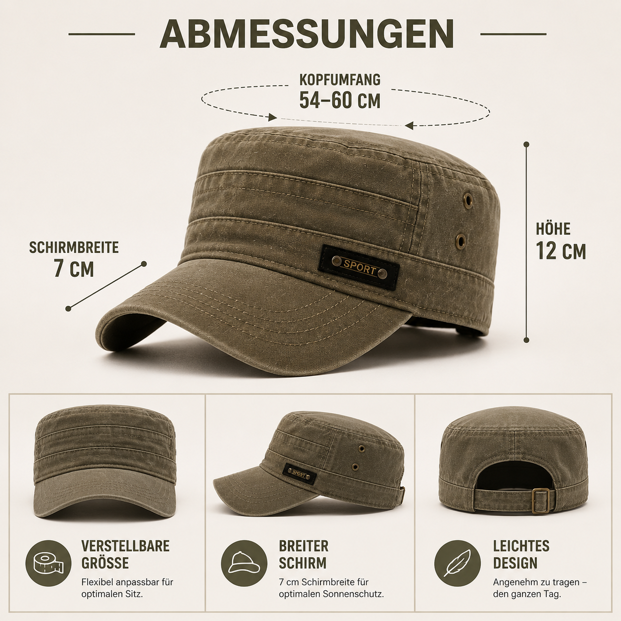 Nordspur | Brimfeld Flache Militär-Sonnenkappe